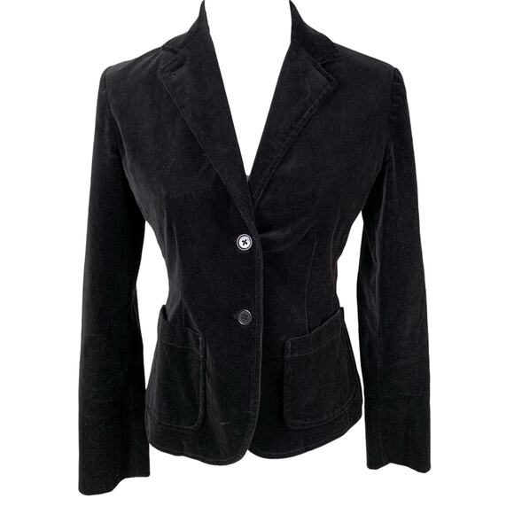 Gap Size 2 Women's Velvet Two Button Blazer jacket Black Career Work Holiday - Picture 1 of 13